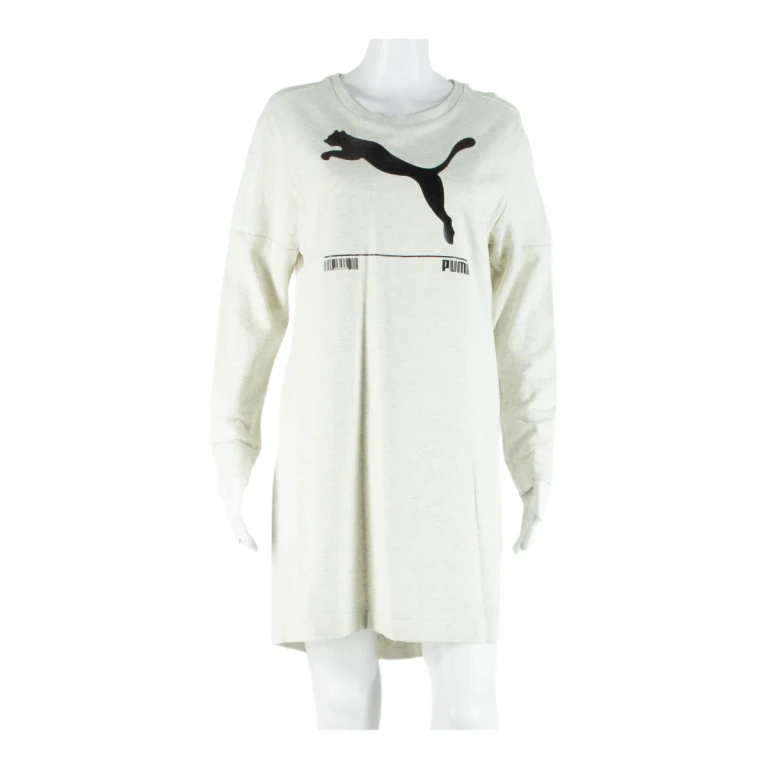 PUMA Womens Jumper Dress Cream Long Sleeve Knee Length S