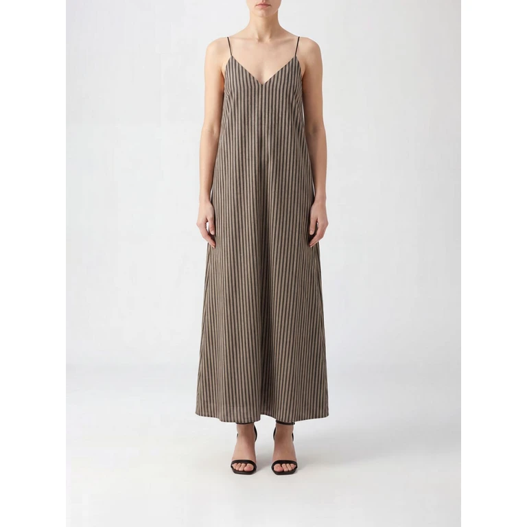 Striped Cotton and Viscose Blend Long Slip Dress (116372P6227PELLE)