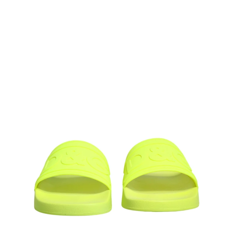 Dolce & Gabbana Green Rubber Slides Sandals Beachwear Shoes Tu+termoplastic - Men