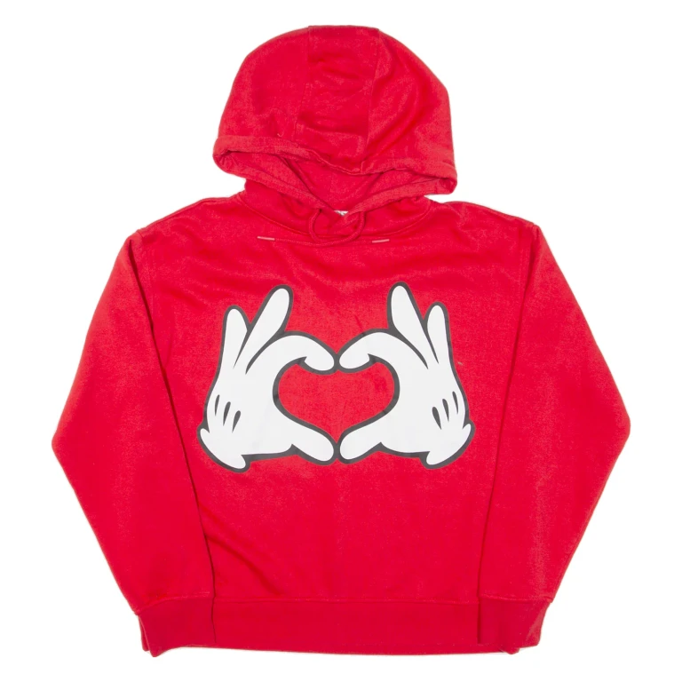 DISNEY Mickey Mouse Loveheart Womens Red Hoodie S