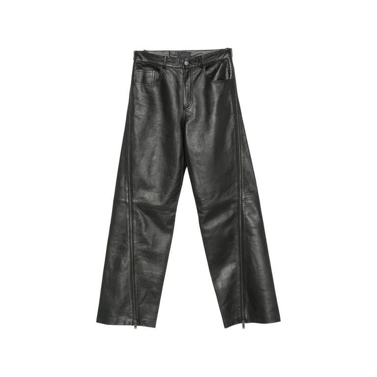 Belt-loops Leather Trousers