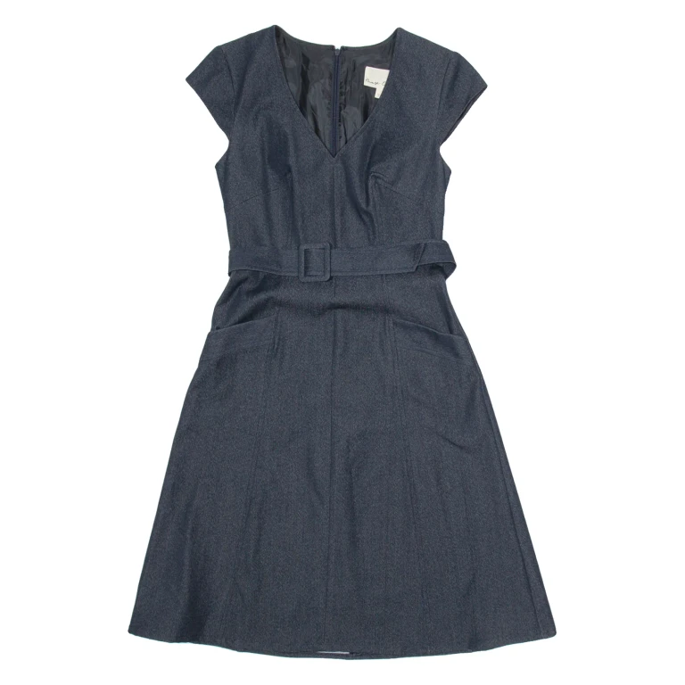 PHASE EIGHT Womens A-Line Dress Blue Short Sleeve Midi UK 8