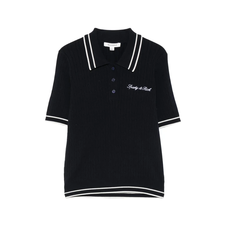 Sporty & Rich Cable-knit Logo-embroidered Polo Shirt