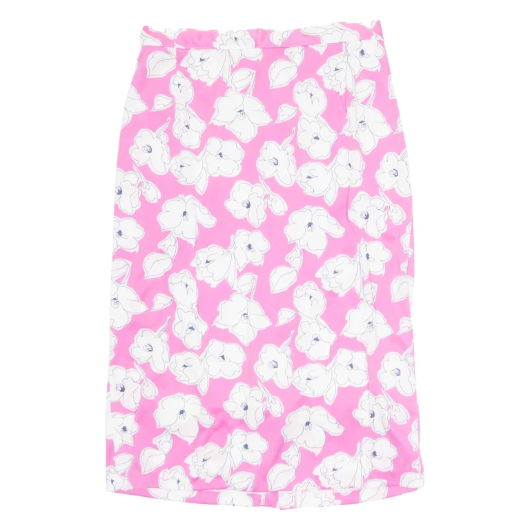 Womens Straight Skirt Pink Knee Length Floral M