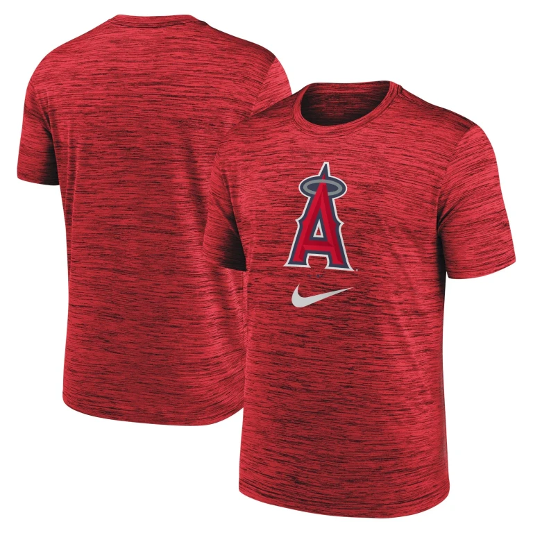 Men's MLB Red Los Angeles Angels Logo Velocity Performance T-Shirt T-Shirts