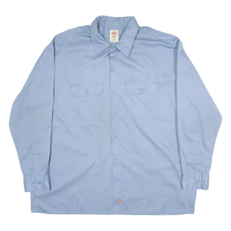 DICKIES Mens Worker Shirt Blue Long Sleeve 2XL