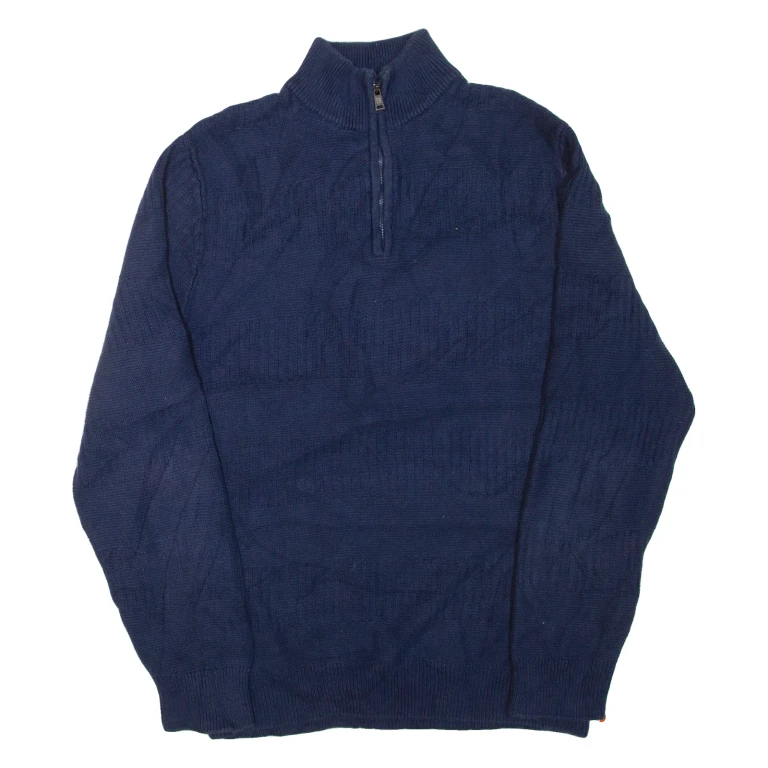 CHAPS Mens Jumper Blue 1/4 Zip Tight Knit M