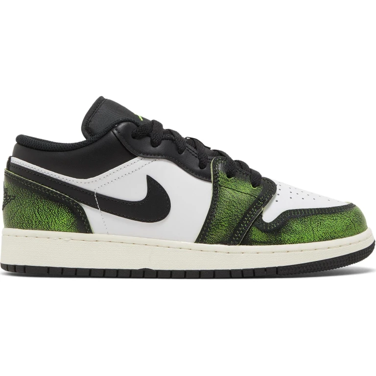 Grade School Retro 1 Low 'Wear Away Electric Green Gs' Sneakers