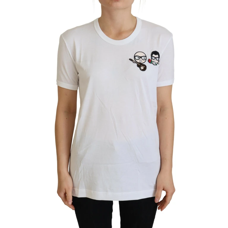 Dolce & Gabbana White #dgfamily Crewneck Cotton T-Shirt - Women