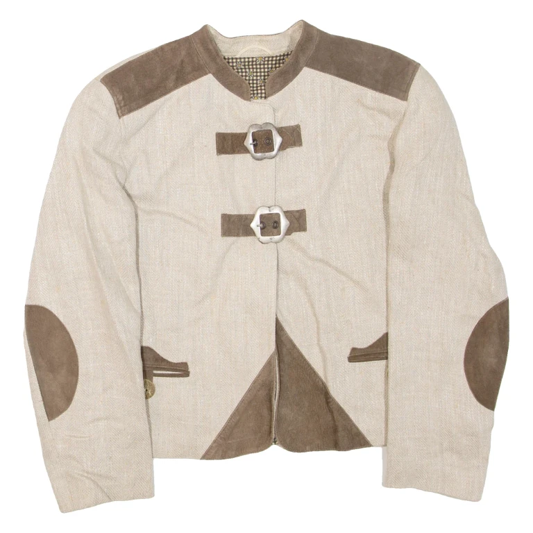 Womens Jacket Beige Linen L