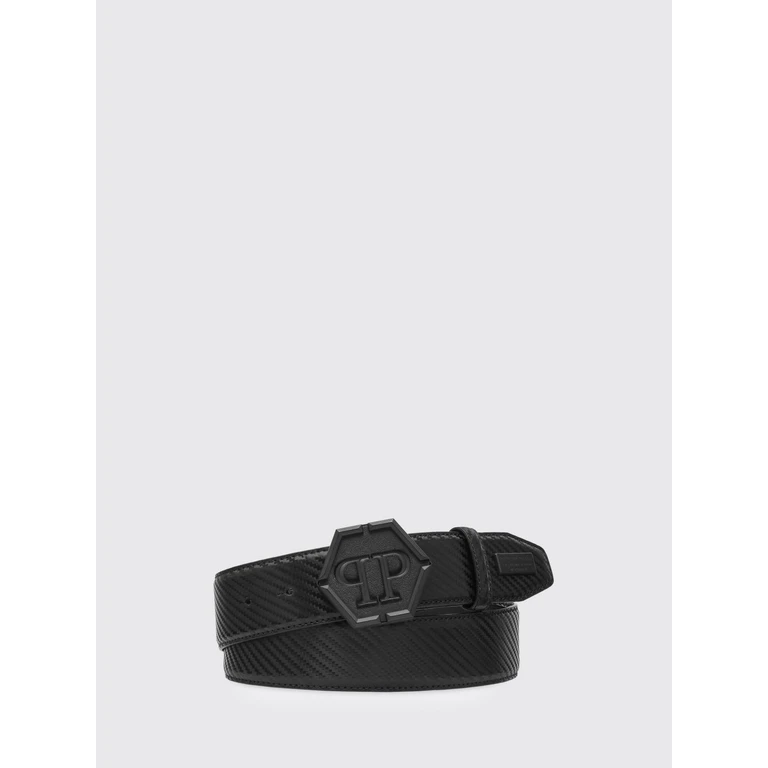 Embossed Leather Belt with Hexagon Monogram Buckle (SABAMVA0734PLE010N0201)