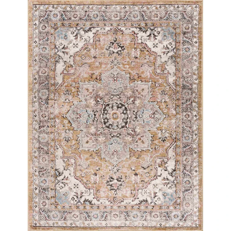 Albie Gold & Beige Area Rug - Clearance