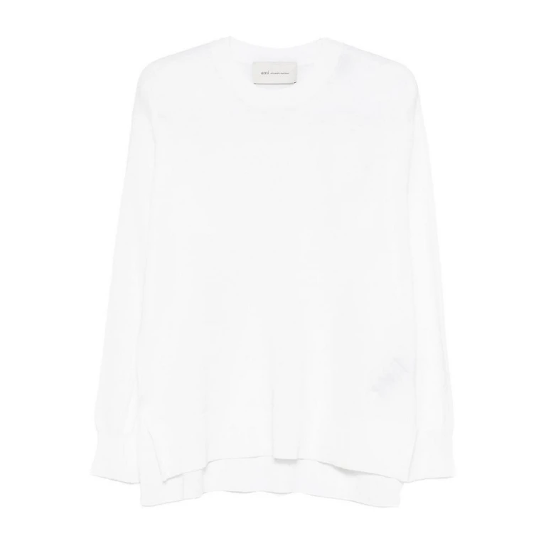 Ami Paris Pull Col Rond - Blanc (UKS856KN0066136)