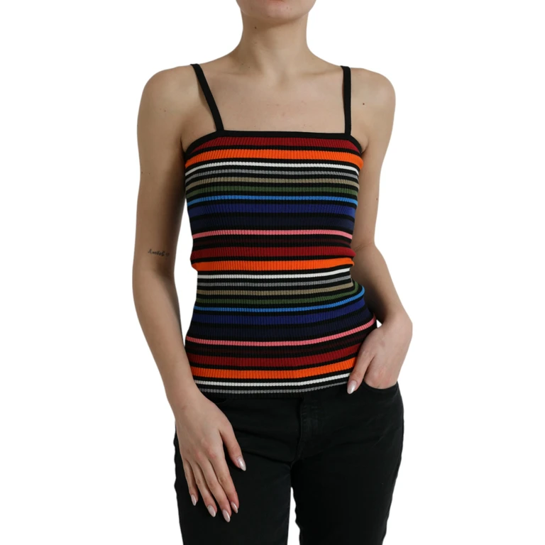 Dolce & Gabbana Multicolor Stripes Spaghetti Strap Tank Top Cotton Polypropylene - Women