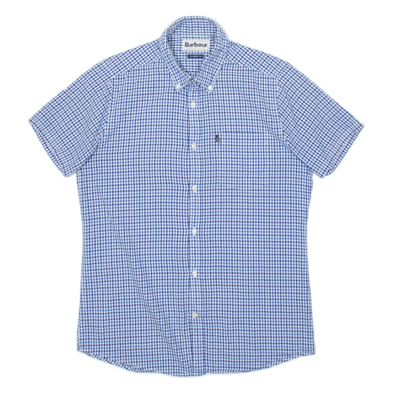 BARBOUR Mens Shirt Blue Gingham S