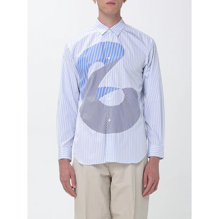 COMME DES GARÇONS Long-Sleeved Poplin Shirt with Stripe Print (B0040511)