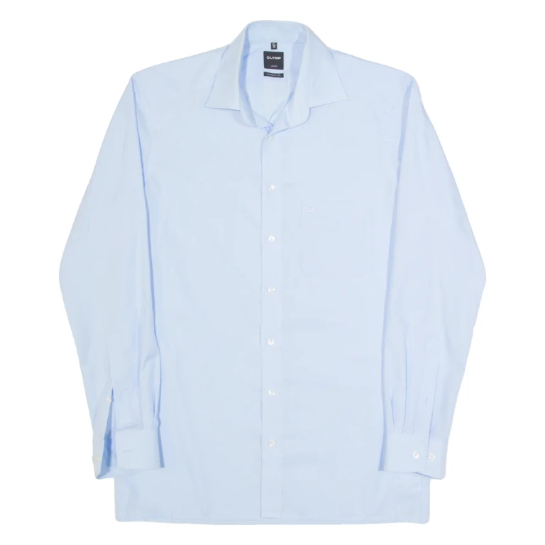 OLYMP Mens Plain Shirt Blue Long Sleeve M