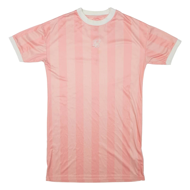 SILK SILK Womens T-Shirt Dress Pink Striped Short Sleeve Short M