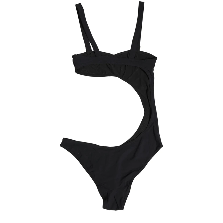 Dolce & Gabbana Black Embellished Cutout Bandeau One Piece Swimwear Elastane Nylon Clothing - Women