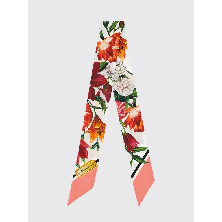 Floral Print Silk Twill Bandeau Scarf with Logo (FS215AGDC7AHA5QX)