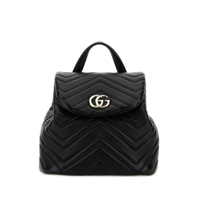 Black Leather Mini GG Marmont Backpack
