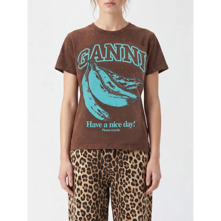 Crew Neck Cotton T-shirt with Contrast Logo (A1050204979)