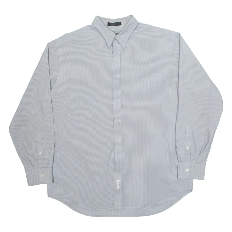 DKNY Mens Shirt Grey Pinstripe Long Sleeve XL