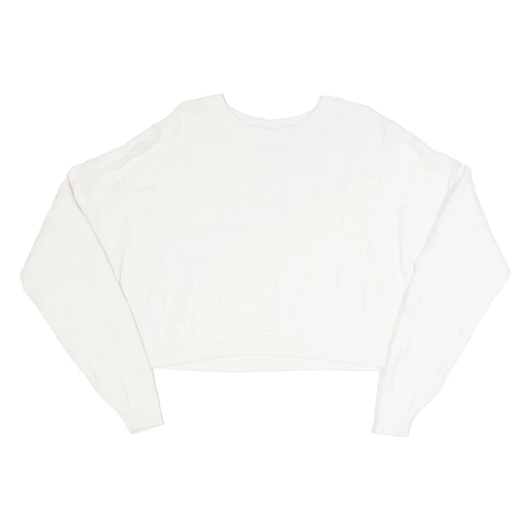 HOLLISTER Cropped Womens Jumper Cream Tight Knit L
