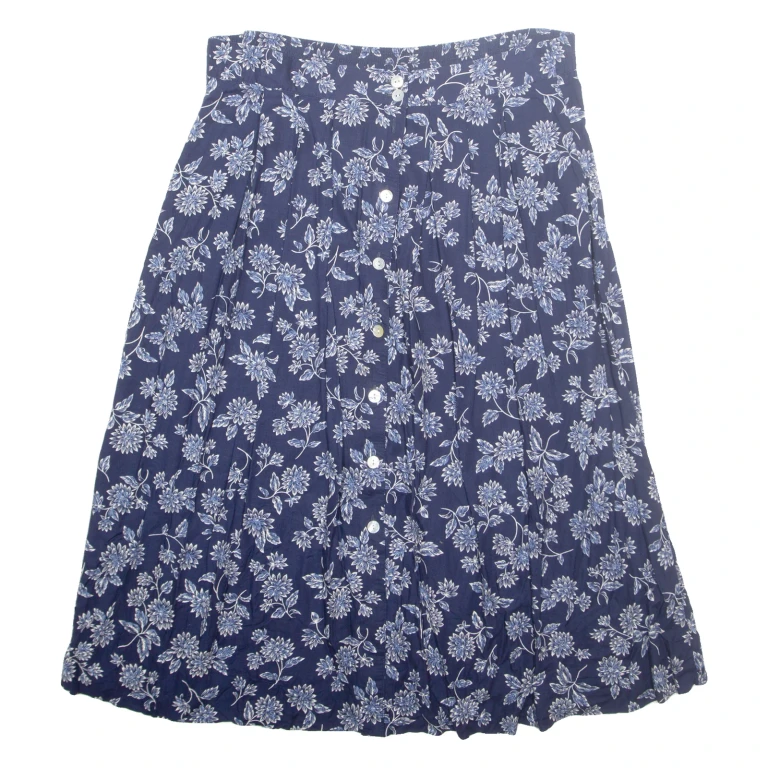 Womens A-Line Skirt Blue Midi Floral L