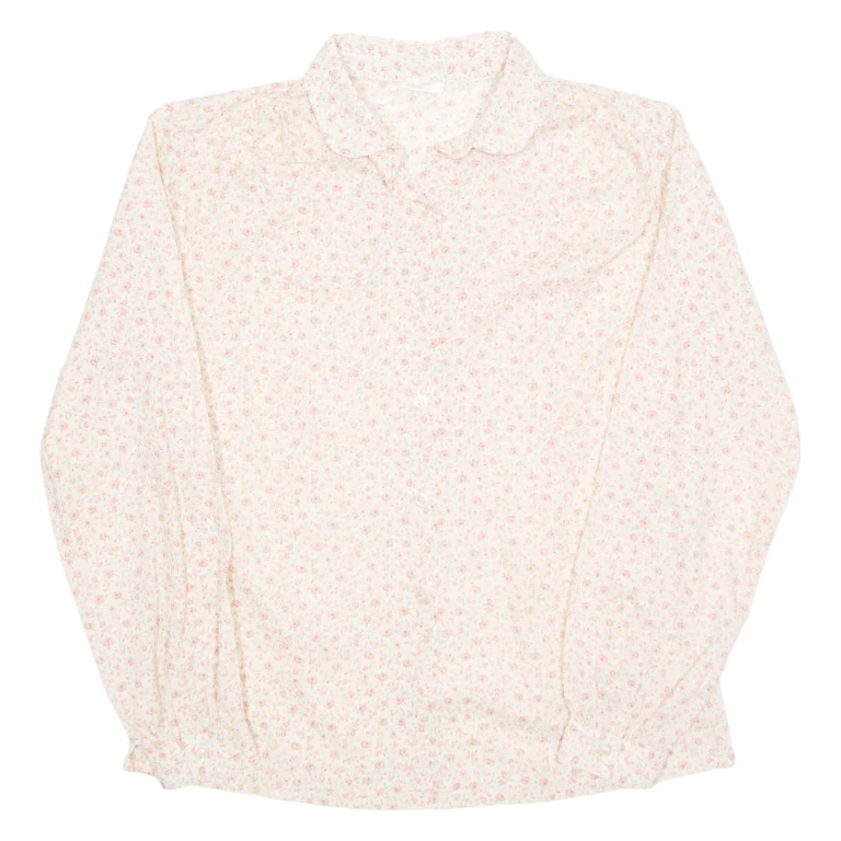 Womens Printed Shirt Beige Collared Long Sleeve Floral M