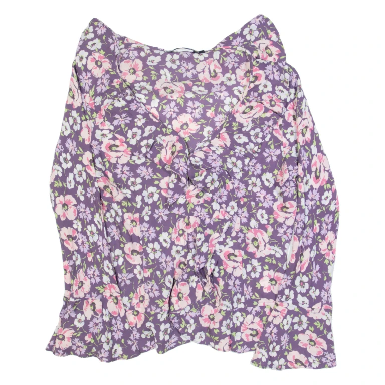 BODEN Womens Printed Blouse Purple V-Neck Long Sleeve Floral UK 12