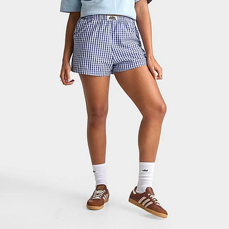 Unlike Humans Women's Gingham Boxer Shorts in Naval Academy Size: XS