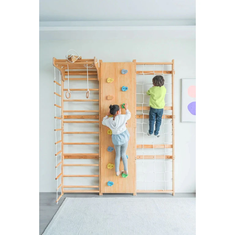 Walnut Swedish Ladder Jungle Gym - Wall Mounted