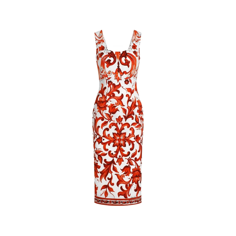Dolce & Gabbana Majolica-print Charmeuse Dress