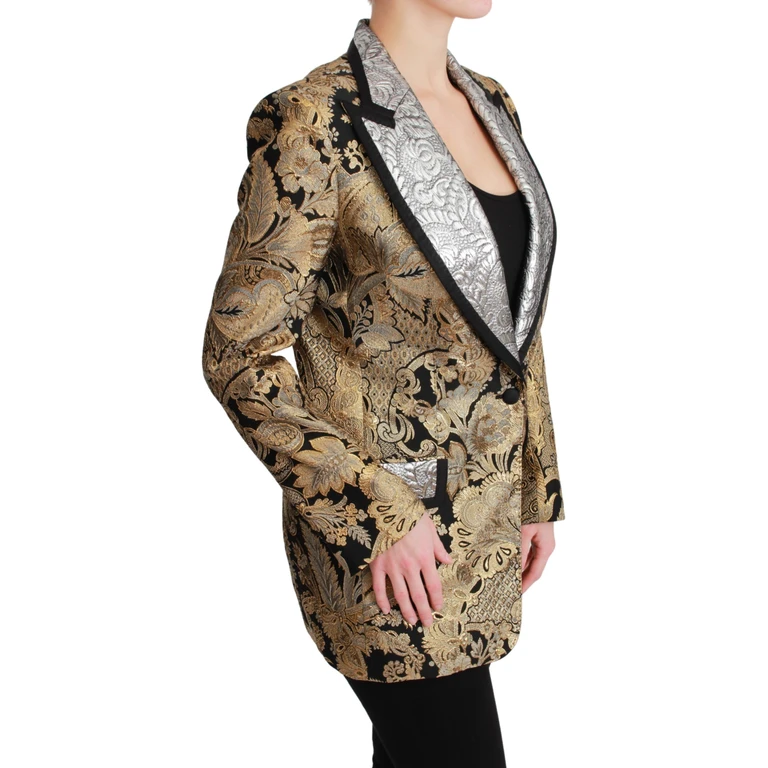 Dolce & Gabbana Black Gold Jacquard Blazer Jacket Nylon Clothing - Women