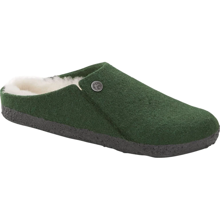 Women's Zermatt Rivet Felt Fur Forest Green Clogs