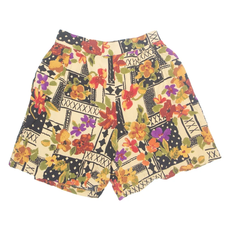EXPOSE Womens Chino Shorts Cream 90s Floral L W28