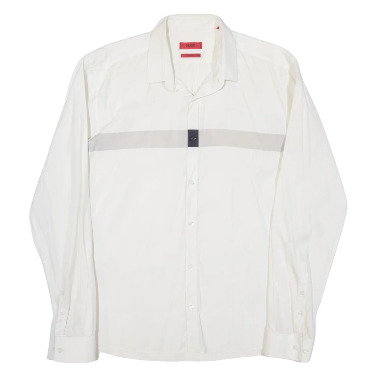 HUGO BOSS Slim Fit Mens Plain Shirt White Long Sleeve M