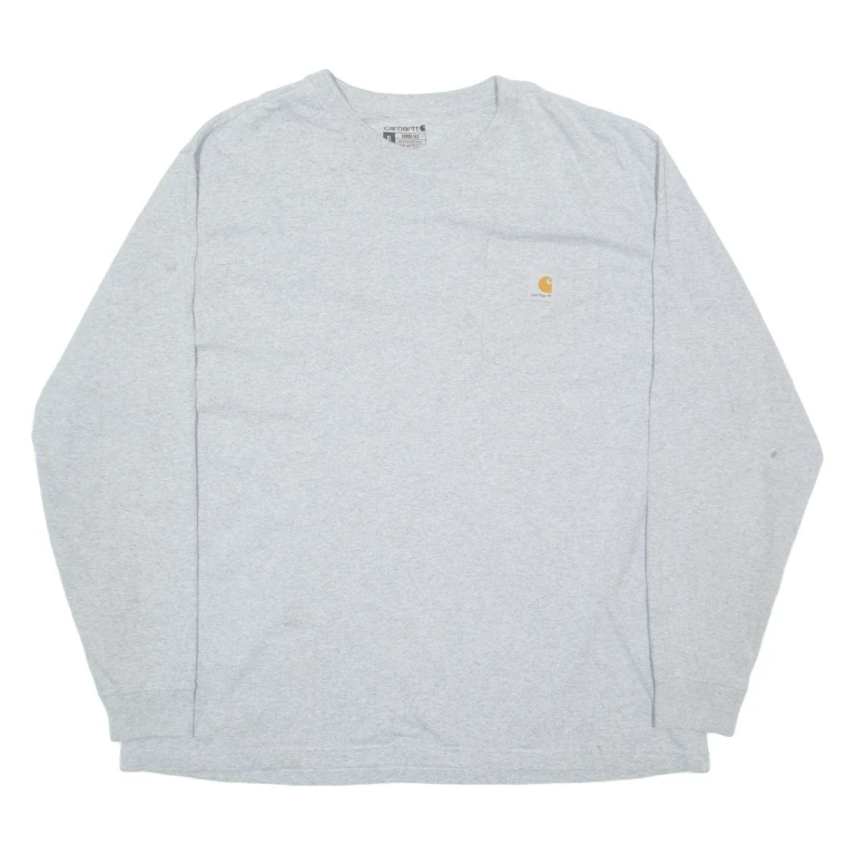 CARHARTT Loose Fit Mens T-Shirt Grey Long Sleeve XL