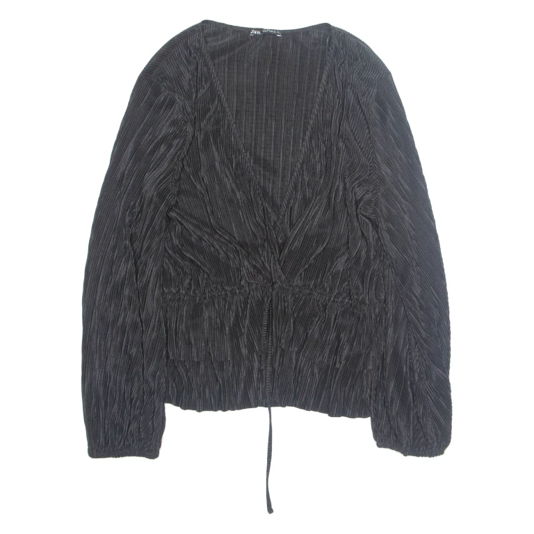 ZARA Womens Top Black V-Neck Long Sleeve L