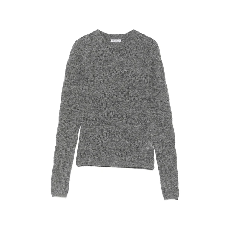 Brunello Cucinelli Open-knit Long-sleeve Sweater
