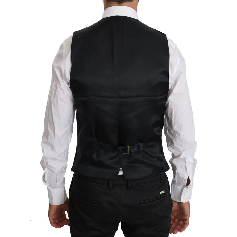 Blue Wool Waistcoat Formal Gilet Vest Virgin Elastane Clothing - Men