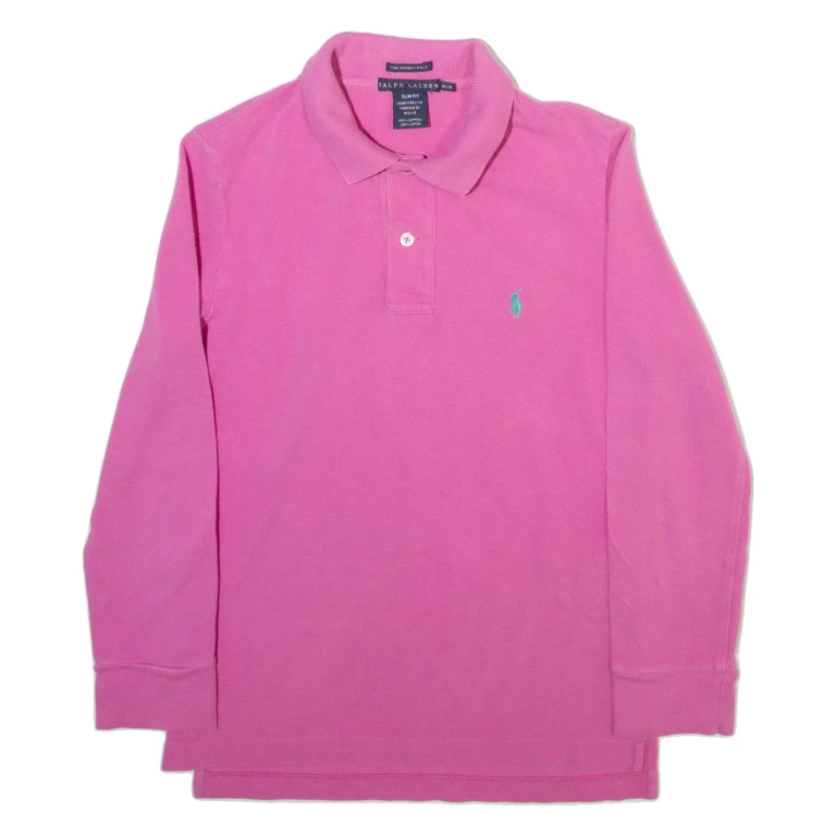 RALPH LAUREN Womens Polo Shirt Pink Long Sleeve M