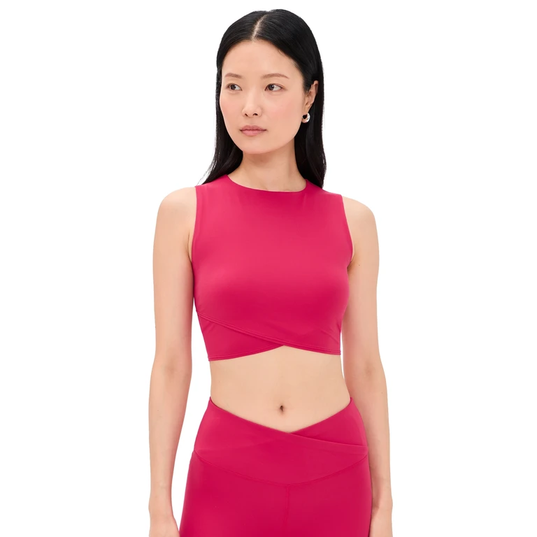 Sweaty Betty All Day Cropped Wrap Tank Crimson Red XL