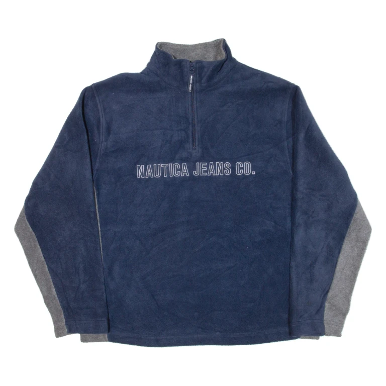 NAUTICA Mens Fleece Blue 1/4 Zip 2XL