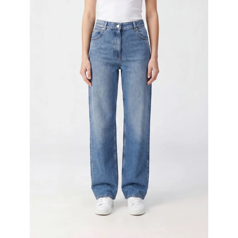 High-Waisted Straight Jeans in Cotton Denim (LV0VY000028UX)