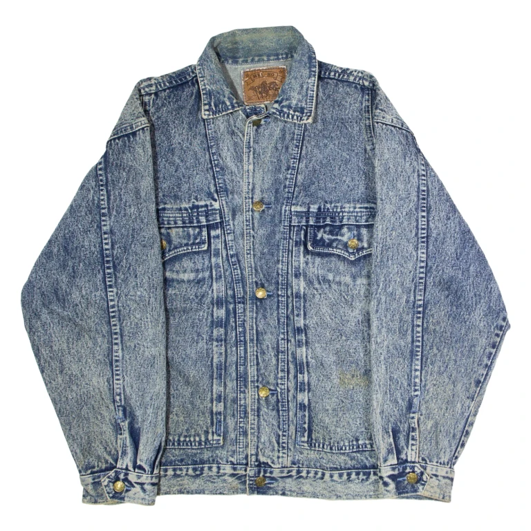 MEI HO Mens Denim Jacket Blue 90s L