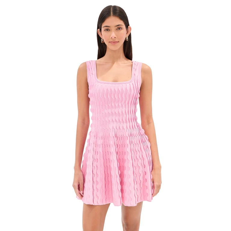 SIMKHAI Vanna Scalloped Knit Mini Dress Daisy L