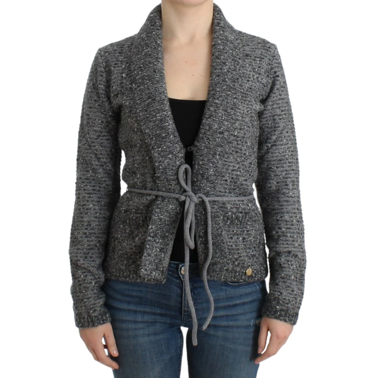Roberto Cavalli Gray Wool Knitted Cardigan Virgin Clothing - Women