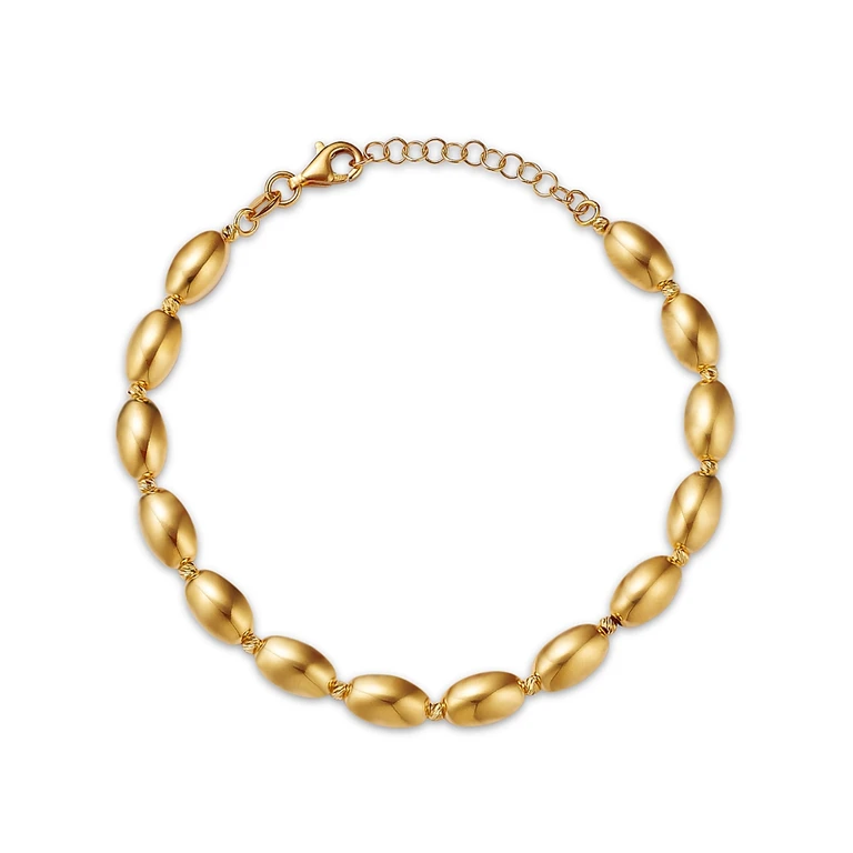 14K Yellow Gold Beaded Flex Bracelet